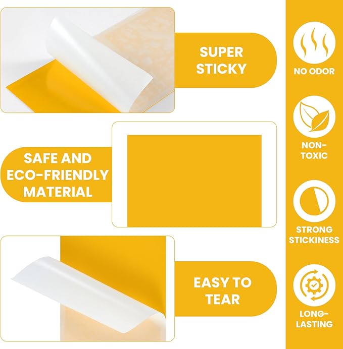 Qualirey 50 Pack 5"x17" Fly Light Trap Refill UV Adhesive Glue Boards Mosquito & Gnat Sticky Bug Trap Replacement Fruit Flies Gnats Bug Catcher Safe Pest Control for Indoors Home Garage