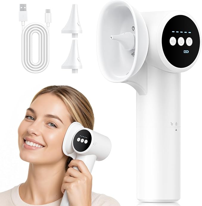 Upgraded Ear Wax Removal, Electric Ear Cleaner with Mild Drying, Safe & Gentle Automatic Ear Cleaner, Cleaning with Dual-Compartment Design, Electric Ear Wax Removal 5 Pressure Settings, IPX7, White