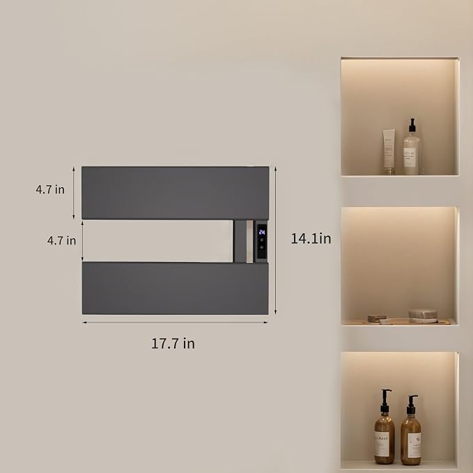 Electric Towel Warmer with Smart LED Timer, Modern [2/3/4] Bar Large Panel Heated Towel Rack, Wall-Mounted Plug-in/Hardwired 2-in-1, Rapid Warmth for Bathrooms, [Matte Black/Alpine White]