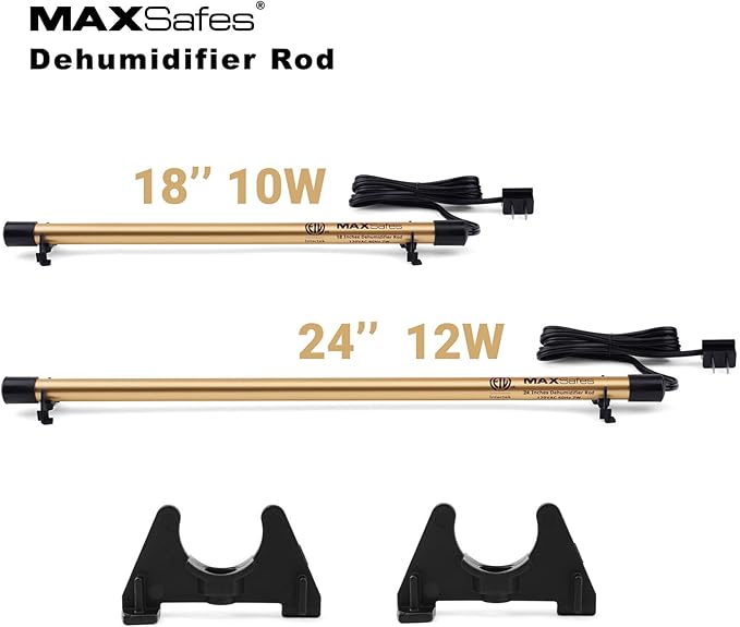 MAXSafes Gun Safe Dehumidifier Rod, Dry Rod - Easy Installation Plug-in Electric Dehumidifier Eliminates Moisture for Gun Safes & Cabinets, ETL Approved (18in)