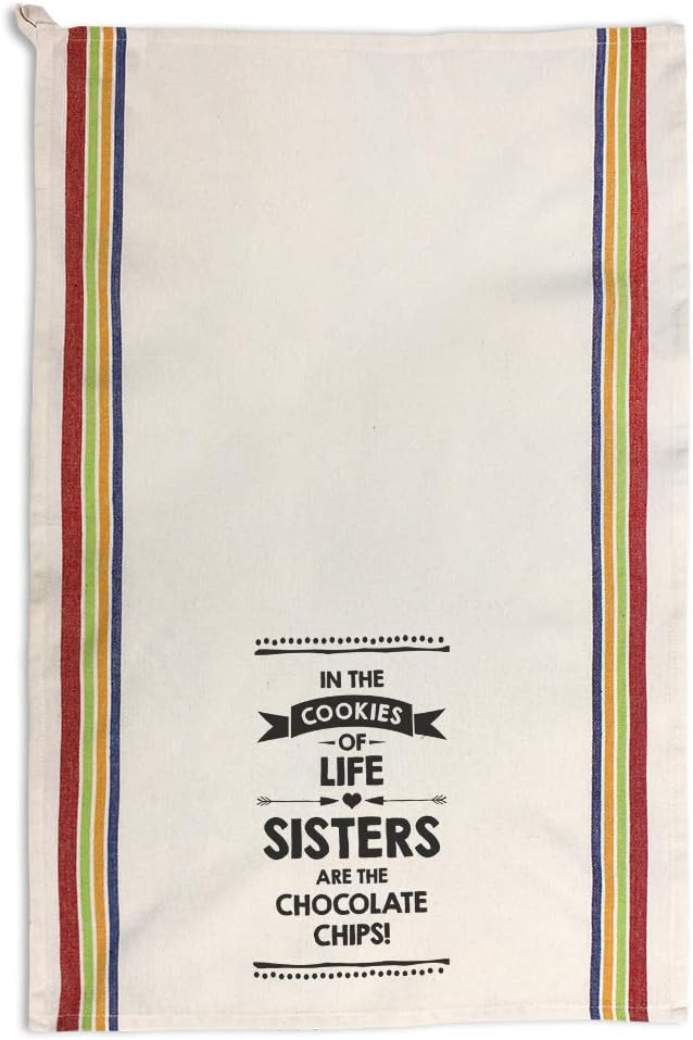 Custom Decor Kitchen Towels in Cookies Life Sisters Chocolate Chips Family & Friends Family & Friends Sister Cleaning Supplies Dish Towels Multi Stripe Design Only