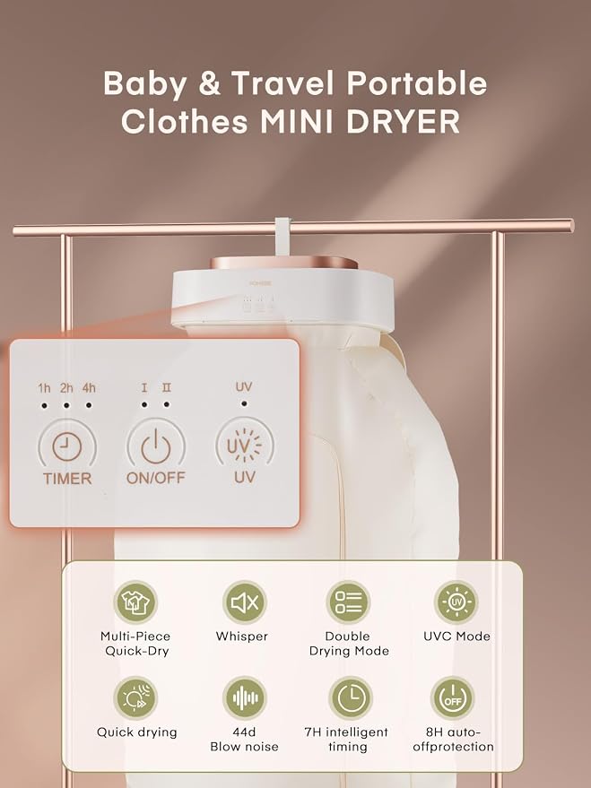 Portable Clothes Dryers, Mini Laundry Dryers with Timer Function & Dry Bag, Easy to Use Multiple Compact Dryer for Clothes, for Travel, Apartment, RV, Dorm, for Light Clothes, Underwear, Baby Clothe