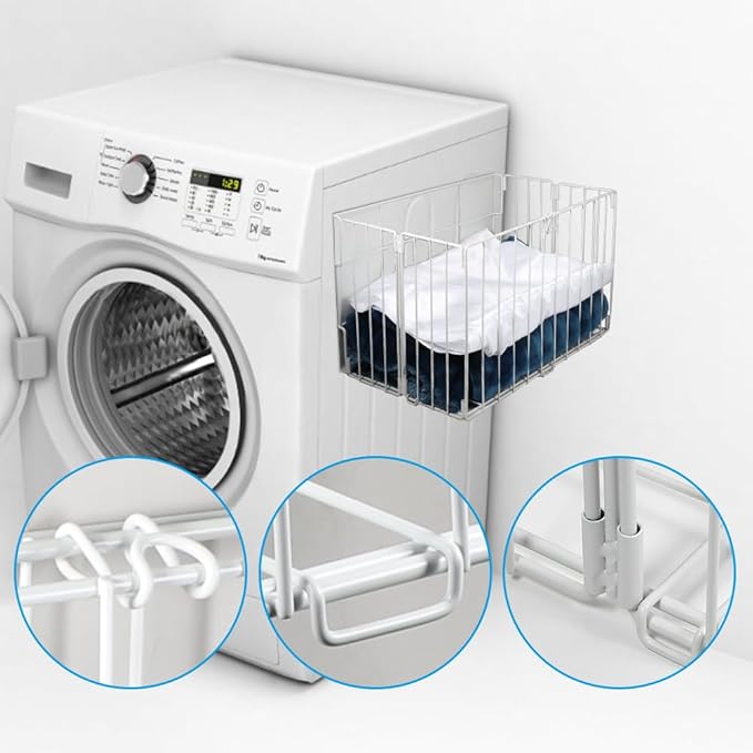 Picowe Extra Large Dryer Ball Organizer Magnetic Storage Bin, Foldable Magnetic Dryer Ball Holder for Laundry Room Organization and Storage to Hold 4-6 Dryer Balls, Without Ball（White,L）