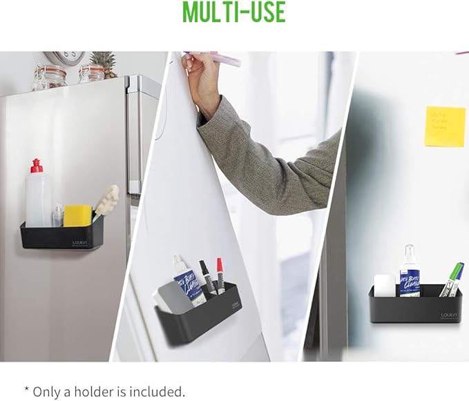 LOUKIN | Shag Dry Erase Eraser & Whiteboard Cleaner (3.4 fl oz) & Magnetic and Adhesive Marker Holder (Black) & Non-Toxic Whiteboard Cleaner (17 fl oz)