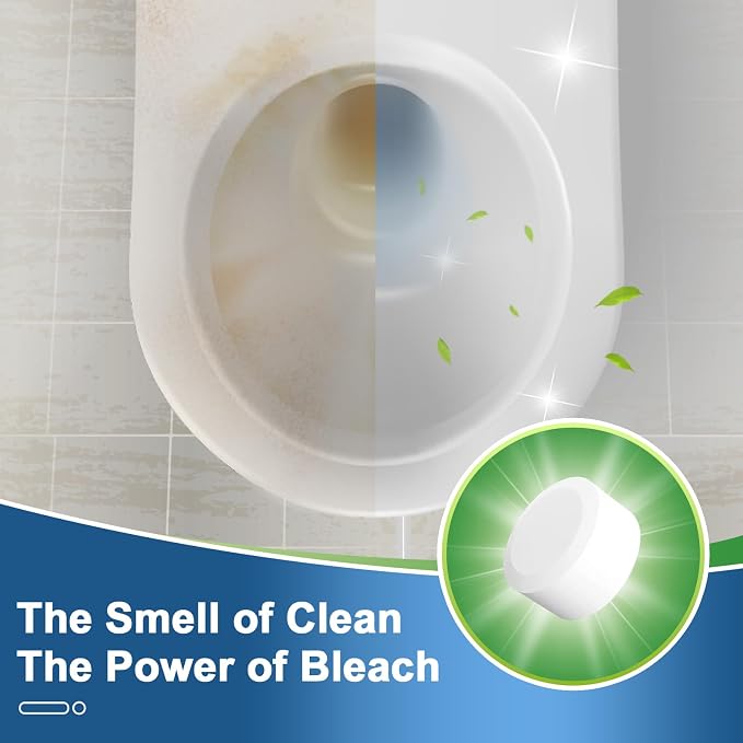 Msvvko Toilet Bowl Cleaners, Bleach Tablets 100 PACK, Automatic Cleaner for Tank, Effectively Eliminate Limescale, Stains & Odor, Continuous Cleaning for Bathroom & Toilet