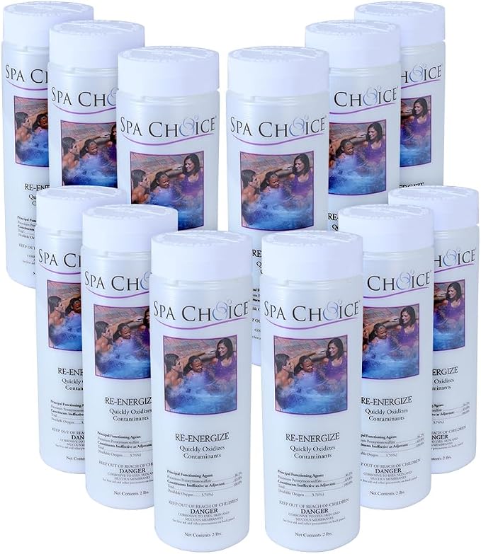 SpaChoice 2-Pounds 12-Pack Premium Re-Energize Spa Shock, Hot Tub Shock, Made in USA