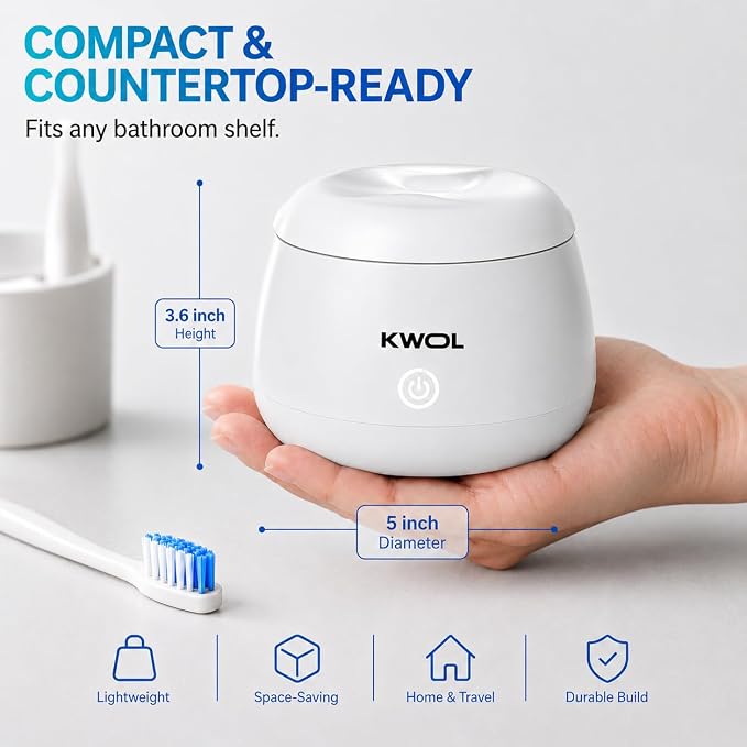Ultrasonic Retainer Cleaner Machine - 48kHz Aligner and Denture Cleaner for Mouth Guard, Night Guard, Dental Trays, Braces, Toothbrush and Jewelry with 200ml Capacity
