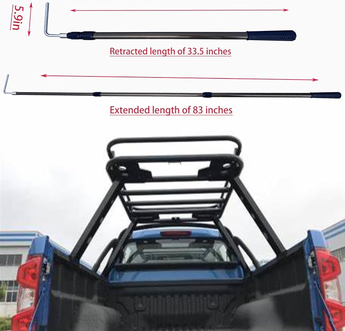 Telescoping Truck Bed Hook - 83" Pickup Cargo Grabber with Telescoping Handle | Heavy Duty Truck Bed Accessories for Ford F150/Chevy Silverado/Ram 1500in