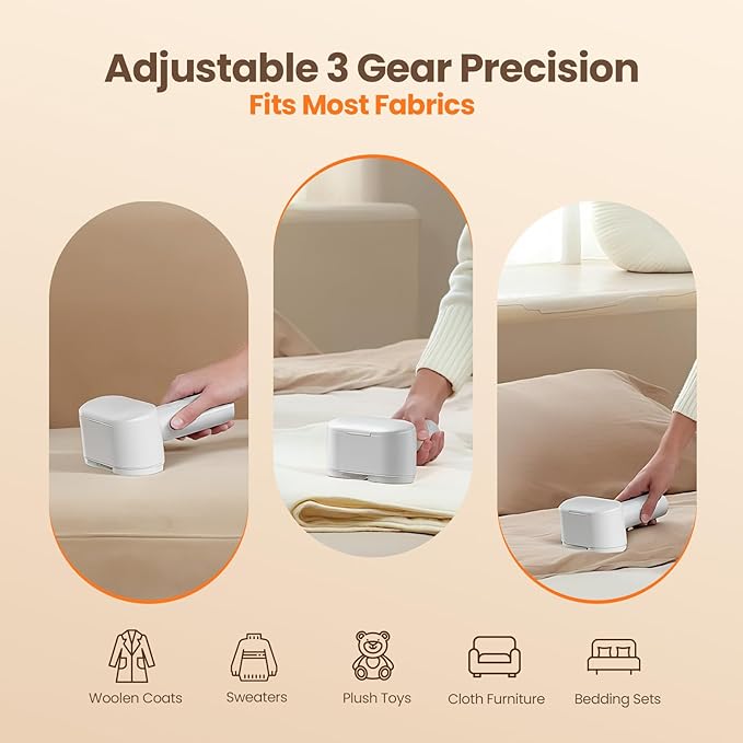 Mosthink Fabric Shaver, 2-in-1 Electric Lint Remover & Build-in Lint Brush, Large Fuzz Remover for Clothes Couch Furniture (White, 2000mAh)