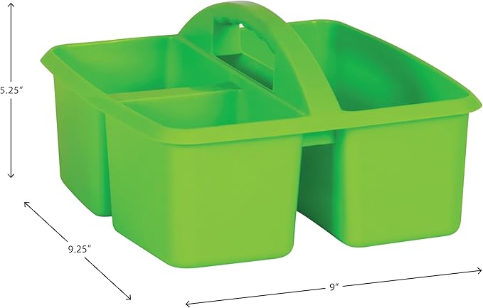 Teacher Created Resources Lime Portable Plastic Storage Caddy 6-Pack for Classrooms, Kids Room, and Office Organization, 3 Compartment