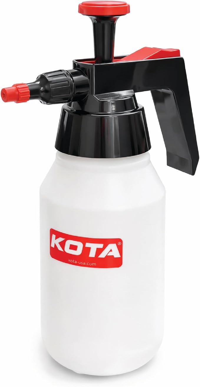 KOTA 1 L Adjustable Hand Pump Pressure Sprayer, Heavy-Duty Multipurpose Bottle for Automotive Solvents, Surface Prep & Car Detailing, Chemical-Resistant PE Construction, Adjustable Spray Pattern 6990