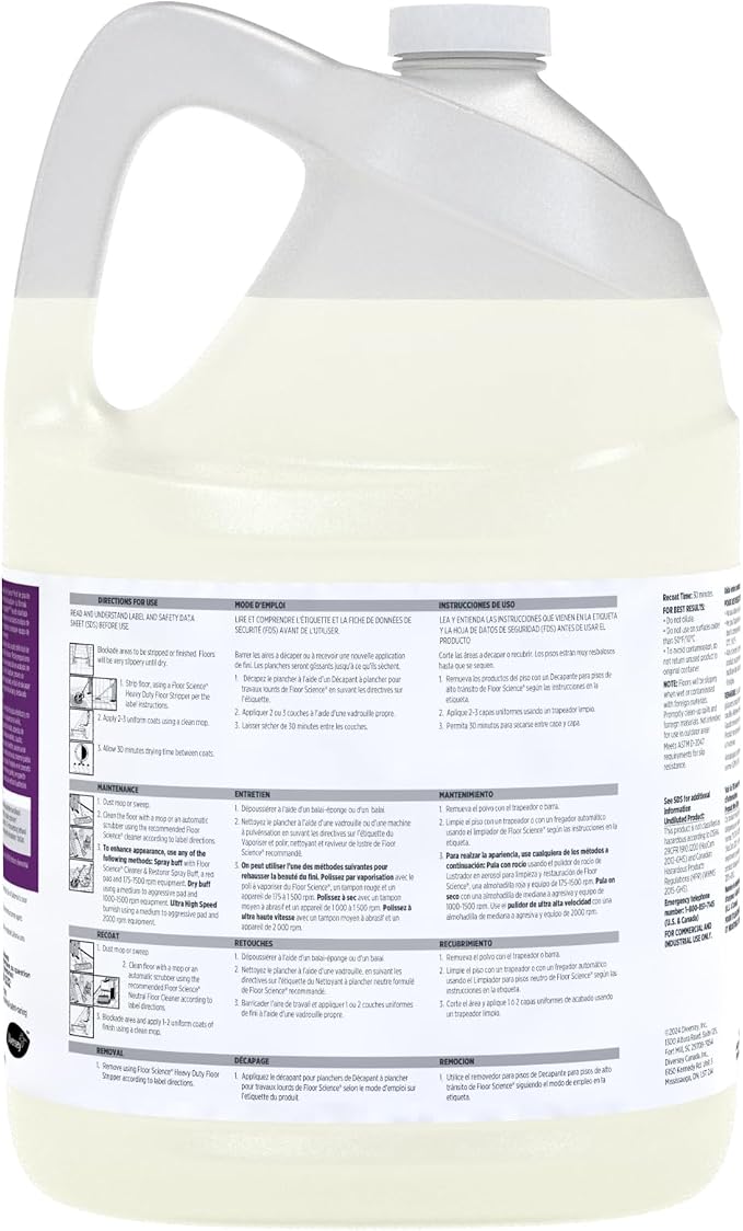 Diversey Floor Science ProX Easy Apply High Gloss Floor Finish, 1 gal | Built-in Sealer, No Buff Shine, Scuff Resistance, Black Heel Mark Removal, 20% solids