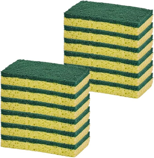 Scrubee Heavy Duty Scrub Sponge with Scouring Pad, Kitchen Dishwashing, Sink, Pot and Frying Pan Cellulose Scrubber Sponge Non Scratch. By Superio… (4.5" 12 Pack)