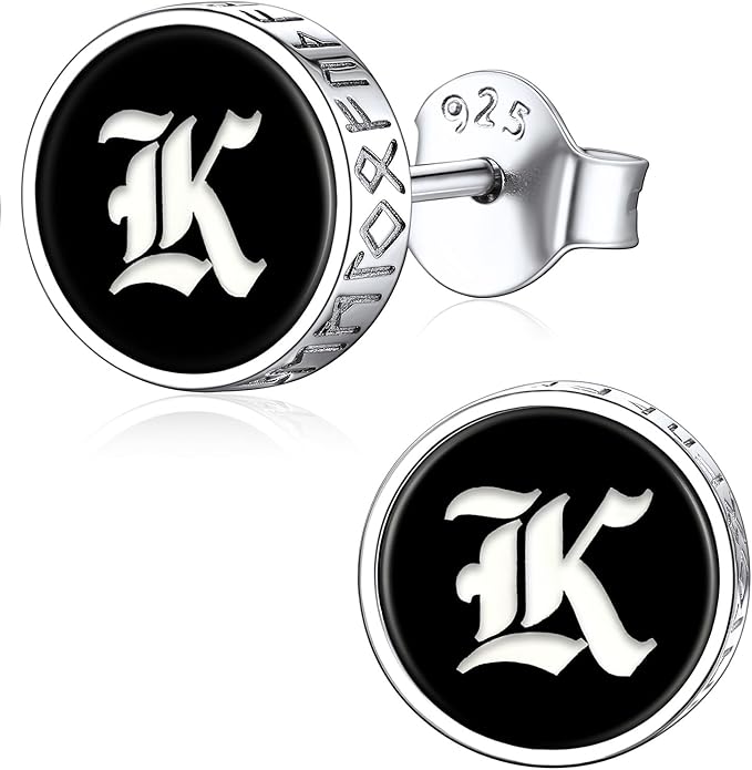 ChicSilver 925 Sterling Silver Viking Rune Natural Black Onyx Stud Earrings For Women Men
