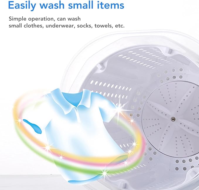 Portable Hand Crank Washing Machine non electric Manual Washing Machine Clothes Washer for Dormitory Apartment Camping & Tiny Spaces Nordic Grey