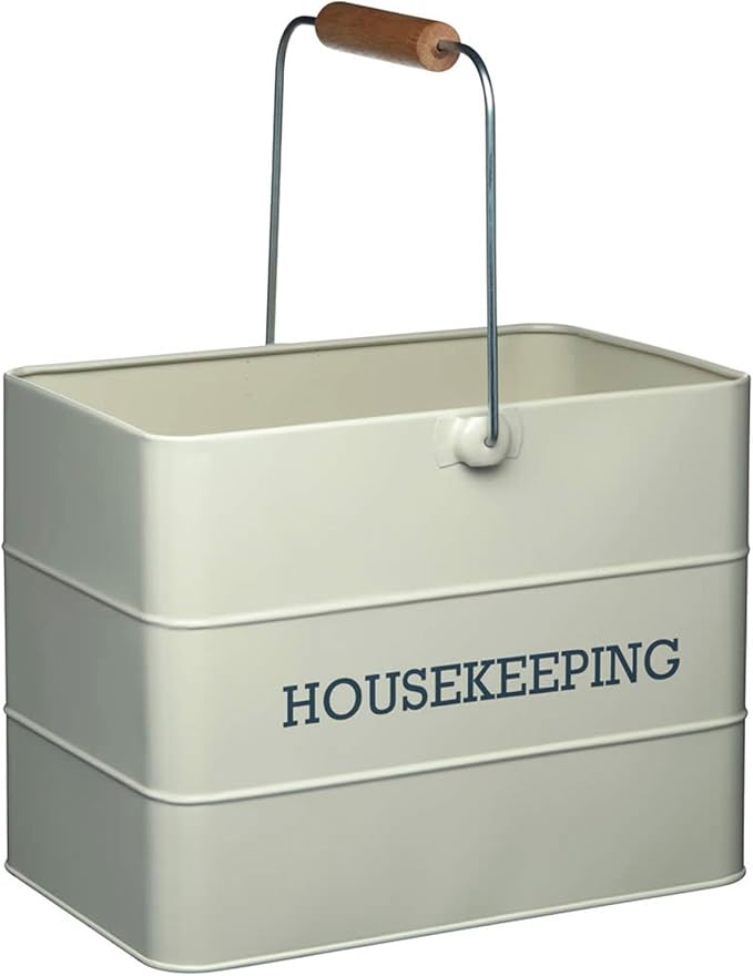 Living Nostalgia KitchenCraft Metal Cleaning Caddy, 33 x 21 x 26 cm - Antique Cream