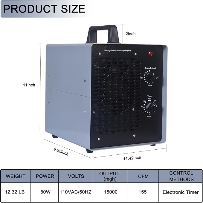 0zone Generator, 4500 Sq/Ft Portable 0zone Machine Ionizer for Commercial, Industrial, Car, Home, Basement