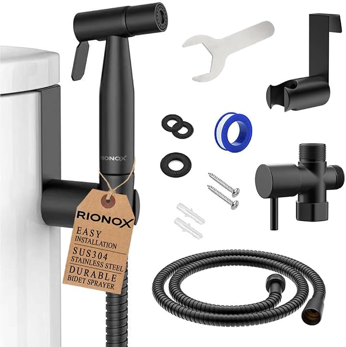 Handheld Bidet Sprayer for Toilet - Adjustable Water Pressure Jet, Bidet Attachment for Toilet, Easy Installation, Quality Stainless Steel, Durable Internals, Leakproof Design (Matte Black)