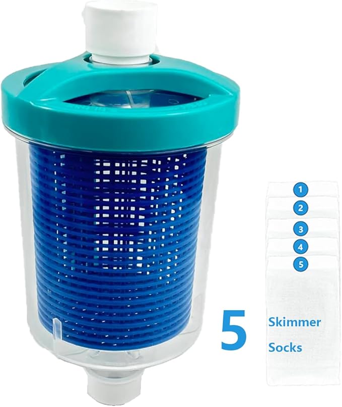 All-in-One Inline Pool Leaf Canister Compatible with Hayward W560 PoolVac Navigator Leaf Catcher Filter with Strainer Basket and 5-Pack Skimmer Socks