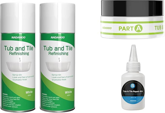 NADAMOO Tub and Tile Repair Kit + Spray Paint （2 cans）