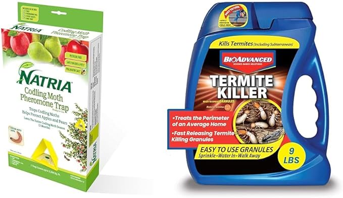 NATRIA Codling Moth Pheromone Trap, Ready-to-Use, (1-Pack) with BioAdvanced Termite Killer Granules for Insects, Granules, 9 lb