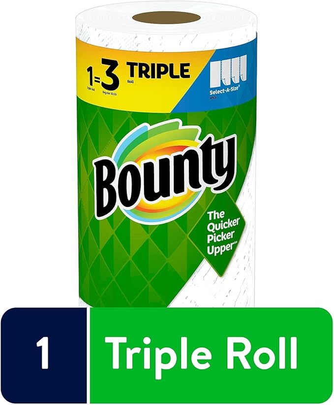 Bounty Select-A-Size Kitchen Rolls Paper Towel, 2-Ply, White, 147 Sheets/Roll, 12 Rolls/Carton (66980)