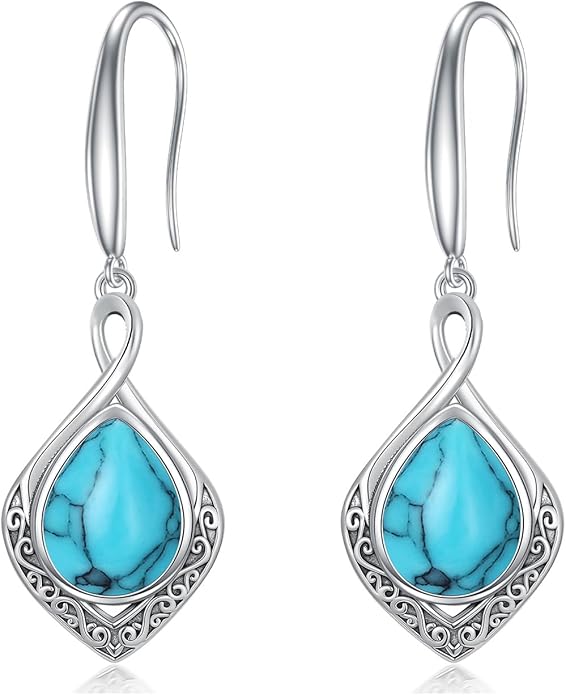 PELOVNY Celtic Knot Filigree Earrings for Women 925 Sterling Silver Moss Agate/Birthstone Infinity Earrings Birthday Christmas Jewelry Gifts for Mom Daughter Wife Sister
