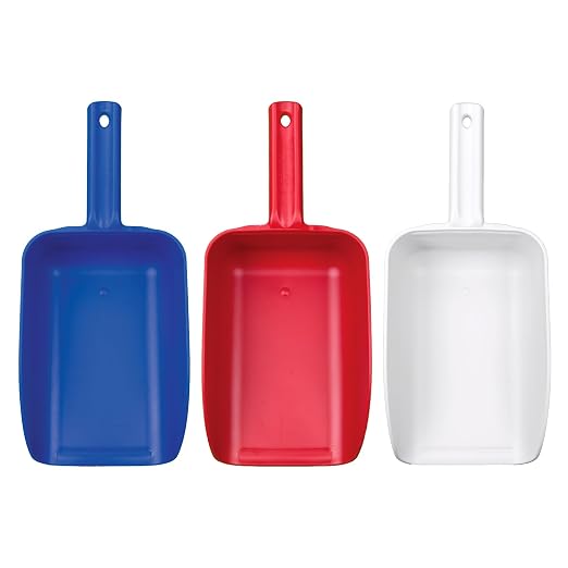 Remco - A Vikan Company 3 pk Color-Coded Plastic Hand Scoop - BPA-Free, Food-Safe Scooper, Commercial Grade Utensils, Restaurant, and Food Service Supplies, Extra Large 82 Ounce Size, Red/White/Blue