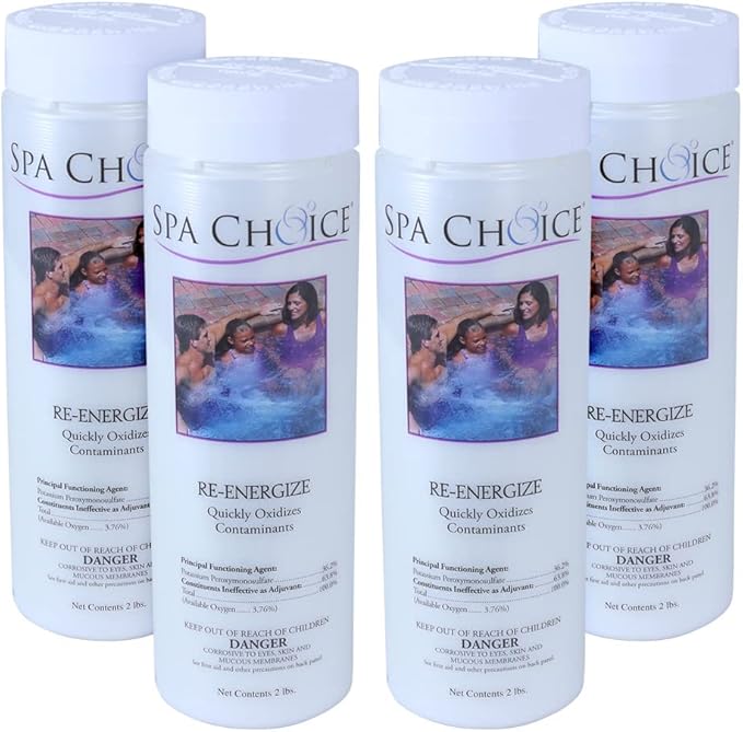 SpaChoice 2-Pounds 4-Pack Premium Re-Energize Spa Shock, Hot Tub Shock, Made in USA
