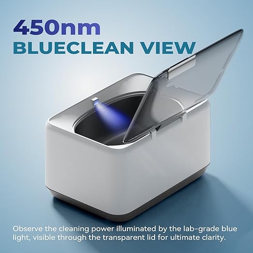 Ultrasonic Jewelry Cleaner 45KHz, 20oz Ultrasonic Cleaner with Cleaning Basket, 304 Stainless Steel Tank & 5 Modes, Ultrasonic Cleaner Machine for Jewelry, Glasses, Retainer, Watch Straps, Denture