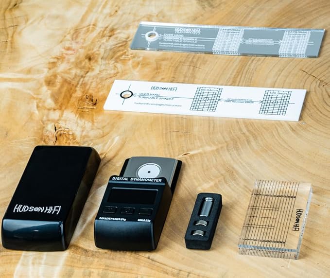 Hudson Hi-Fi Turntable Cartridge Alignment Kit - The Audiophile Purists Perfected 3-Piece LP Cartridge Setup Set. Accuracy Optimized Digital Scale, Azimuth Ruler, Protractor - Rich Pure Sonic Sound