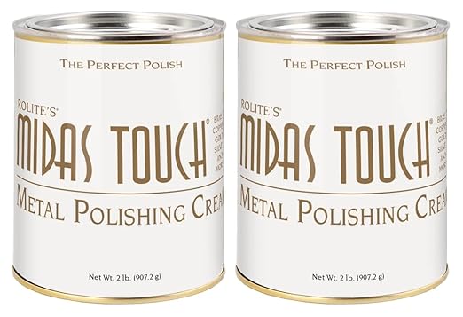 Rolite Midas Touch Metal Polishing Cream 2 Pack 2 Lb Each for Silver Gold Brass Copper Chrome Non-toxic Jewelry Restoration