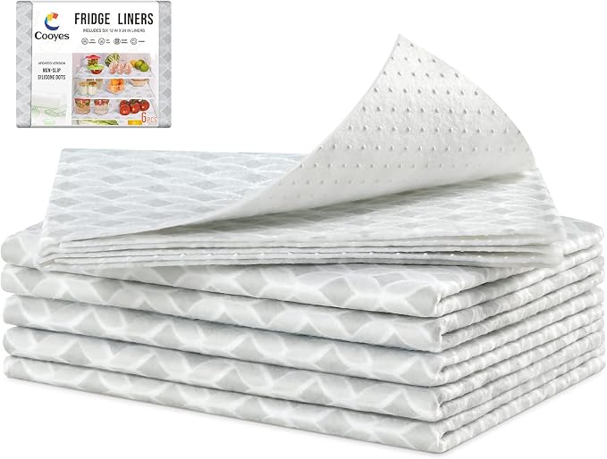 Cooyes Refrigerator Liners 17.7" x 24", Absorbent Strong Grip Fridge Mats Machine Washable, Non-Adhesive Refrigerator Shelf Liner for Fridge Bins & Kitchen Cabinets,