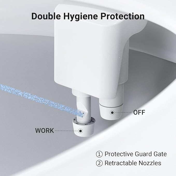 Bidet Attachment for Toilet Seat Sprayer - Non Electric Dual Nozzle with Cold Water - Self Cleaning Toilets Bathroom Spray for Butt Wash - Easy Slim Adjustable Pressure Control Rv Bidets Gifts