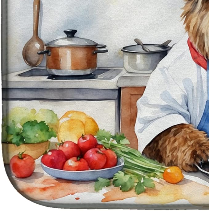Caroline's Treasures DAC6218DDM Bouvier des Flandres The Chef Dish Drying Mat Absorbent Dish Drying Mat Pad for Kitchen Counter Dish Drainer Mat for Countertop, 14 x 21", Multicolor