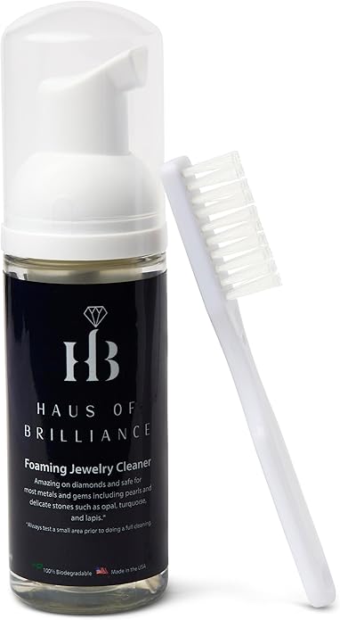 Haus of Brilliance All Purpose Fine Jewelry Cleaner Liquid with Cleaning Brush 50mL