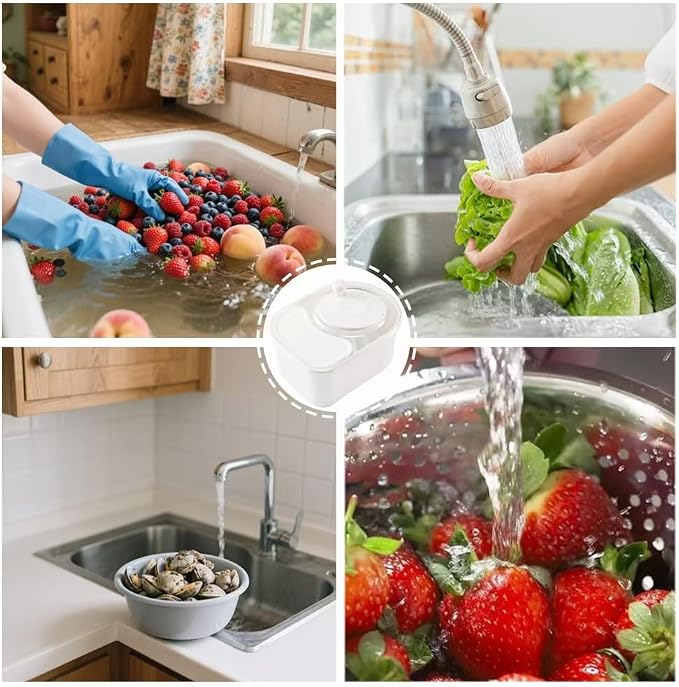Fruit Cleaner Spinner Efficient Bowl Washing Portable Washing Machine with Lid and Filter (White)