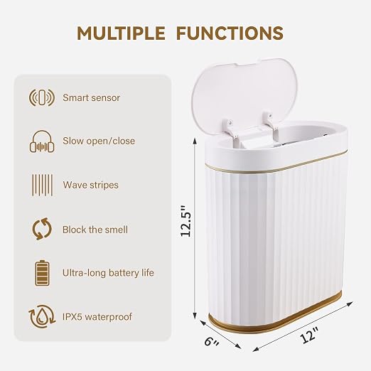 ELPHECO 2.5 Gallon Trash Can + 2.5 Gallon Trash Can with Toilet Brush