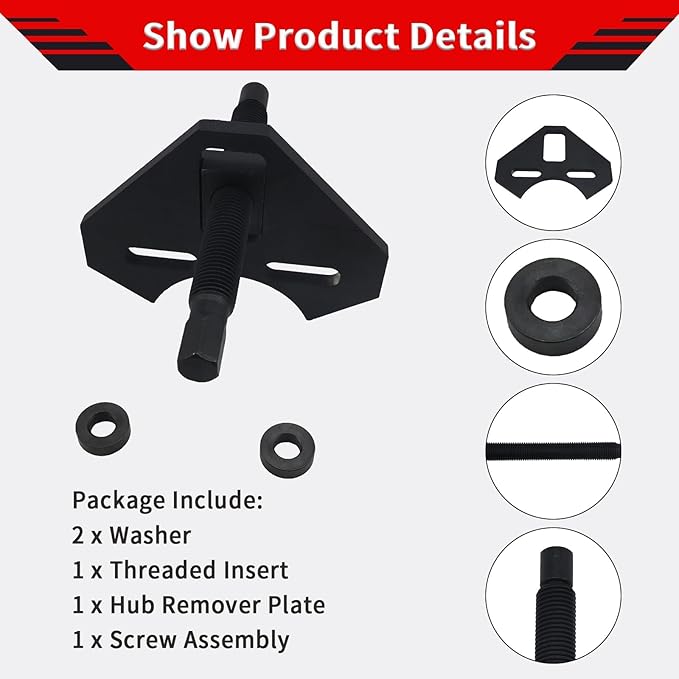 40100 Hub Remover Tool Heavy - Duty Wheel Bearing Kit Fits for 5 6 8 Lug Cars and Truck - Safe Frozen Hub Extractor with Washers & Threaded Screw