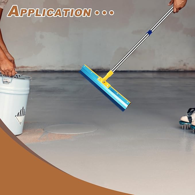 Notched Squeegee for Epoxy, Epoxy Floor Squeegee with 78.7" Long Stainless Steel Pole, Cement Painting Coating Tool for Epoxy, Cement Self Leveling