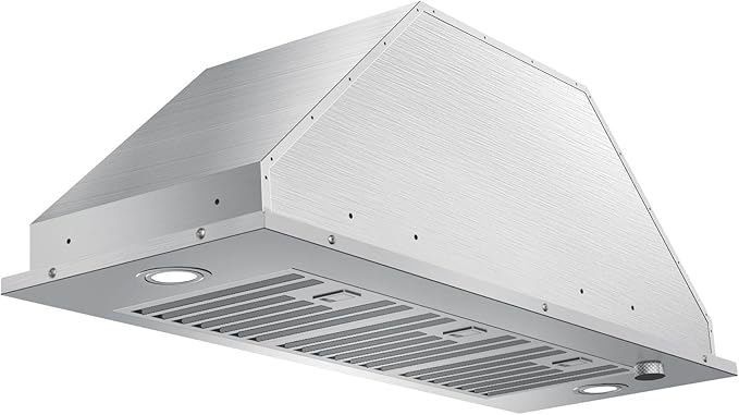 JOCO 36 Inch Range Hood Insert, 900 CFM Stainless Steel Built-In Kitchen Vent Hood, Convertible for Ducted or Ductless Installation, 4-Speed Knob Control, Model B01-36K