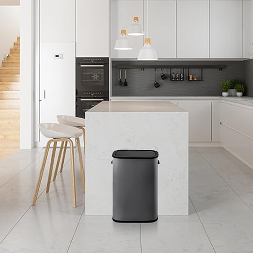 GarveeHome Sensorcan 13 gal Trash Can, Stainless Steel Automatic Trashcan for Home Office Bedroom Living Room Garage Large Capacity Space-Saving Trash Bin, Without Inner Bucket, Grey