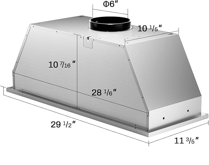 30 Inch Range Hood Insert, 600 CFM Convertible Ducted/Ductless Kitchen Hood in Stainless Steel Finish, 3-Speed Exhaust Fan with LED Lights, Baffle Filters