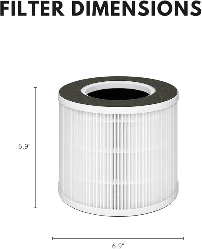 Nispira VK-6067B Filter Replacement for Vremi/Kokeki Air Purifier 3-in-1 True HEPA Activated Carbon, 4 Packs