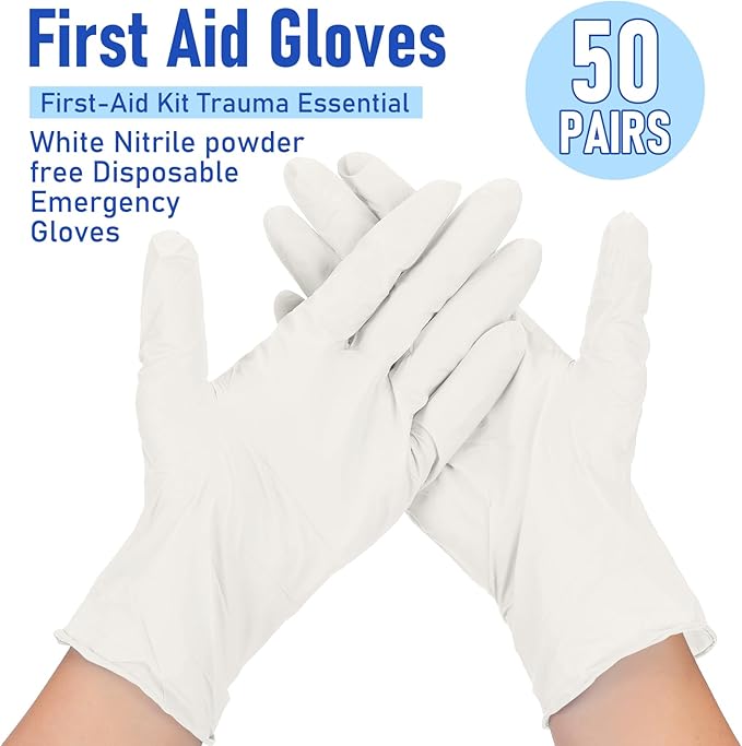 Chicingyou 30 Pairs Disposable Emergency Glove Individually Packaged Travel Gloves Travel Trauma Essential Nitrile Glove (White)