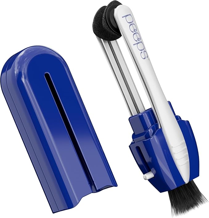 Peeps Glasses Cleaner - for Eyeglasses, Reading Glasses, and More - Lens Cleaner with Carbon Microfiber Tech-Injected Blue-1 Count (Pack of 1)