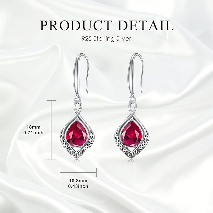 PELOVNY Celtic Knot Filigree Earrings for Women 925 Sterling Silver Moss Agate/Birthstone Infinity Earrings Birthday Christmas Jewelry Gifts for Mom Daughter Wife Sister