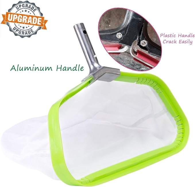 Ultra Fine Mesh Pool Skimmer Net for Cleaning Pollen Scum, Reinforced Leaf Rake with Aluminum Frame
