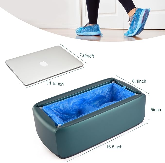 LYSHIYI Shoe Covers Machine Automatic Shoe Cover Dispenser with 200pcs Disposable Plastic Shoe Cover for Home, Office, Supermarket, Factory, Hospital (Green)