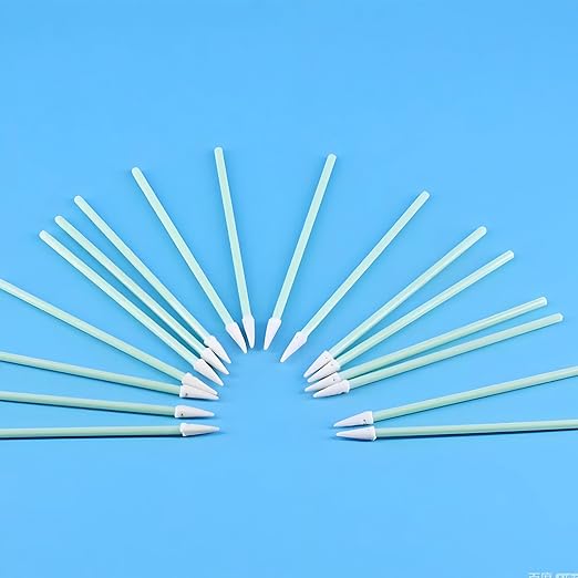 500-Pack Pointed Tip Fiber Optic Cleaning Swabs for 1.25mm LC/MU Connectors, Camera Sensors, Optical Lenses and Small Electronics, Lint-Free